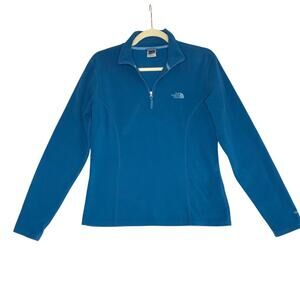 THE NORTH FACE 1/4 Zip Fleece Pullover Women Sz M Blue Outdoor Travel Everyday